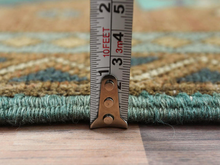 3'8" x 9'9" Vintage Hand Knotted Brown Worn Wool Runner Oriental Rug - MOA10281144