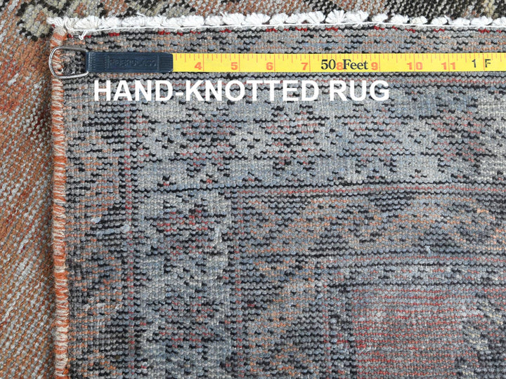 3'7" x 6'6" Vintage Hand Knotted Red Worn Wool Rectangle Oriental Rug - MOA10281155