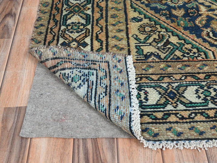 6'3" x 9'7" Vintage Hand Knotted Yellow Worn Wool Rectangle Oriental Rug - MOA10281175