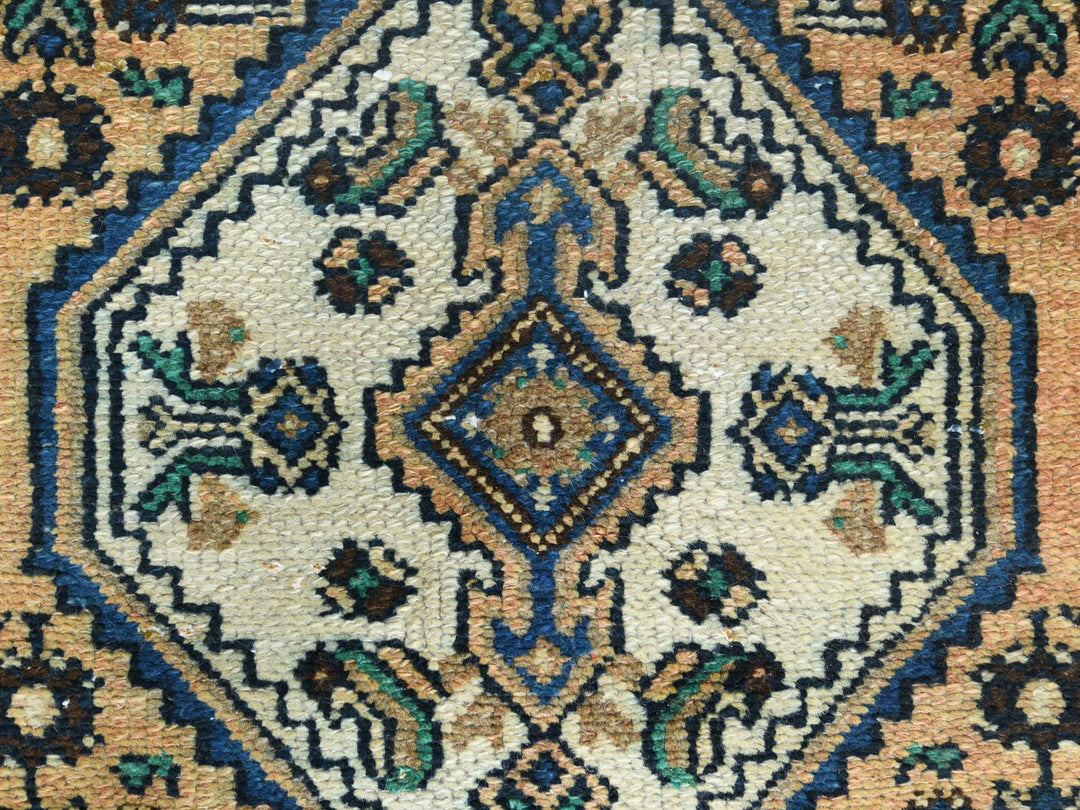 6'3" x 9'7" Vintage Hand Knotted Yellow Worn Wool Rectangle Oriental Rug - MOA10281175