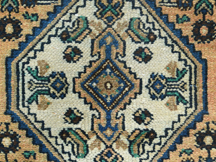 6'3" x 9'7" Vintage Hand Knotted Yellow Worn Wool Rectangle Oriental Rug - MOA10281175
