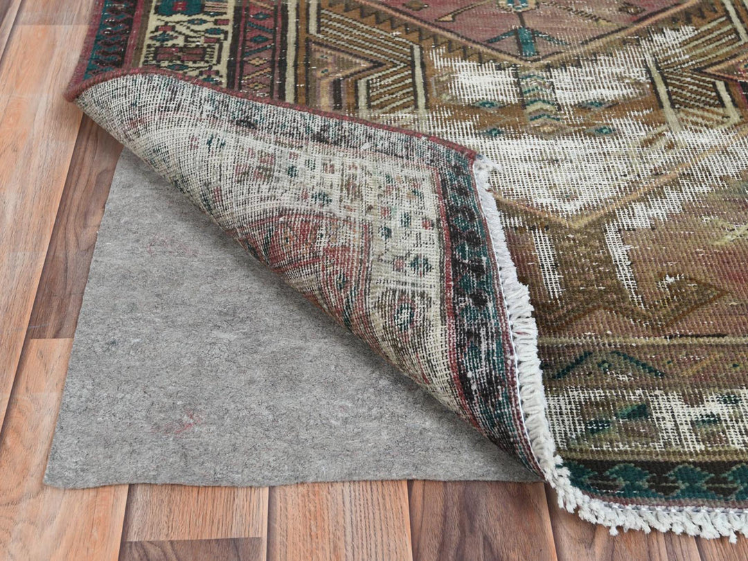 3'1" x 10'1" Vintage Hand Knotted Red Worn Wool Runner Oriental Rug - MOA10281186
