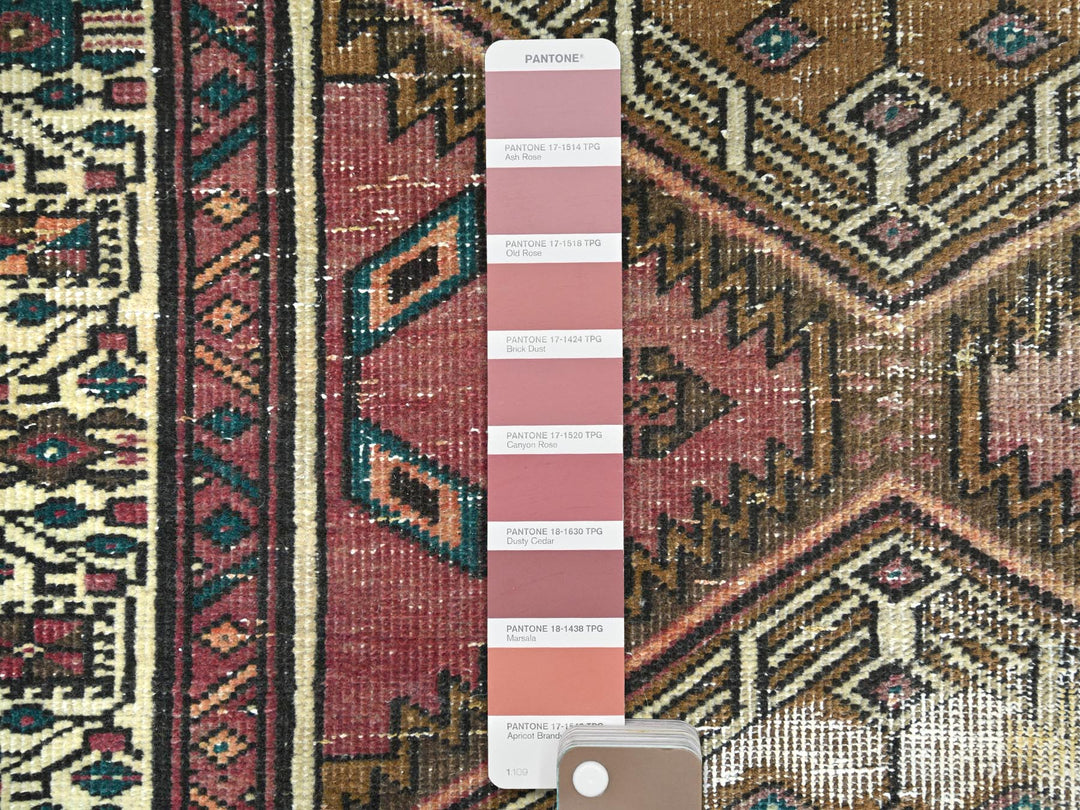 3'1" x 10'1" Vintage Hand Knotted Red Worn Wool Runner Oriental Rug - MOA10281186
