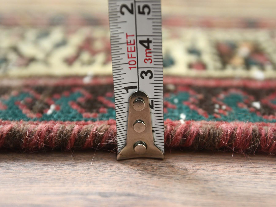 3'1" x 10'1" Vintage Hand Knotted Red Worn Wool Runner Oriental Rug - MOA10281186