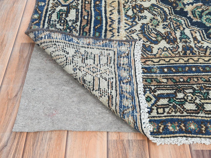 6'6" x 9'6" Vintage Hand Knotted Brown Worn Wool Rectangle Oriental Rug - MOA10281194