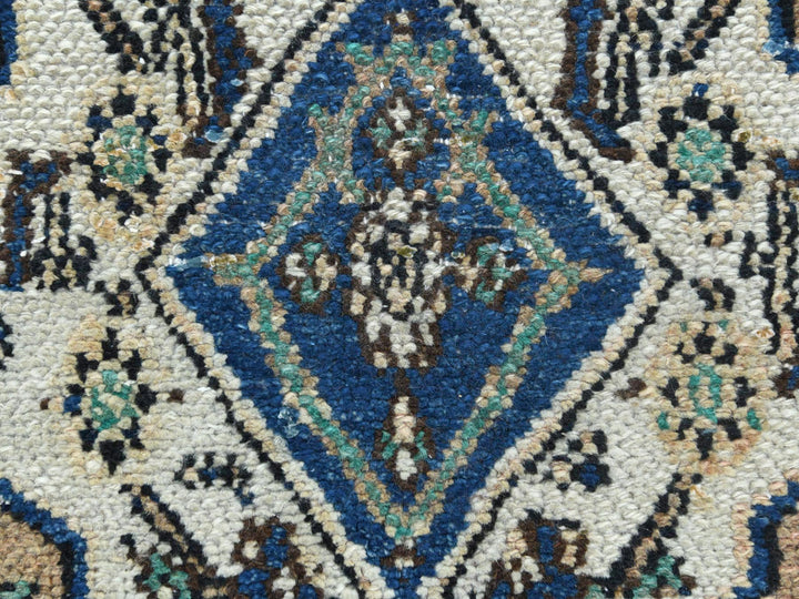 6'6" x 9'6" Vintage Hand Knotted Brown Worn Wool Rectangle Oriental Rug - MOA10281194
