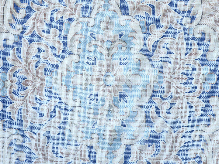 10'0" x 13'0" Vintage Hand Knotted Blue Wool Rectangle Oriental Rug - MOA10281253