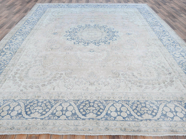 10'2" x 13'4" Vintage Hand Knotted Red Worn Wool Rectangle Oriental Rug - MOA10281258