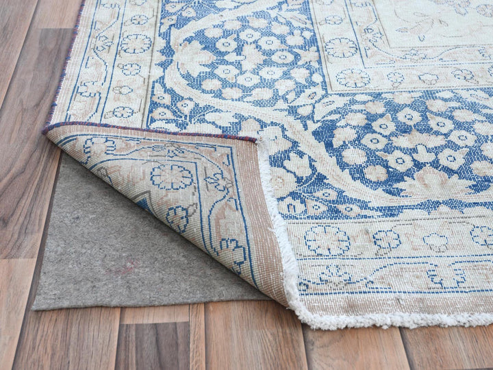 10'2" x 13'4" Vintage Hand Knotted Red Worn Wool Rectangle Oriental Rug - MOA10281258
