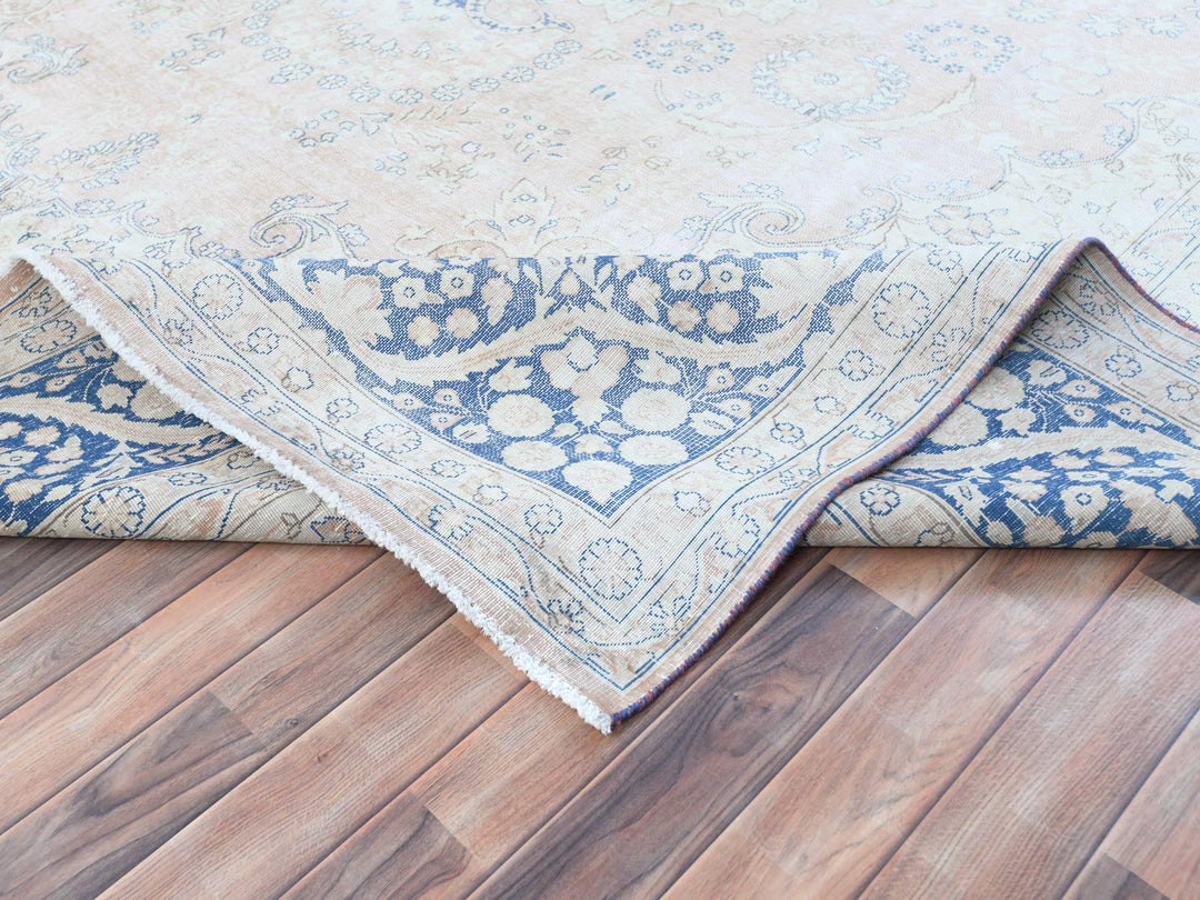 10'2" x 13'4" Vintage Hand Knotted Red Worn Wool Rectangle Oriental Rug - MOA10281258