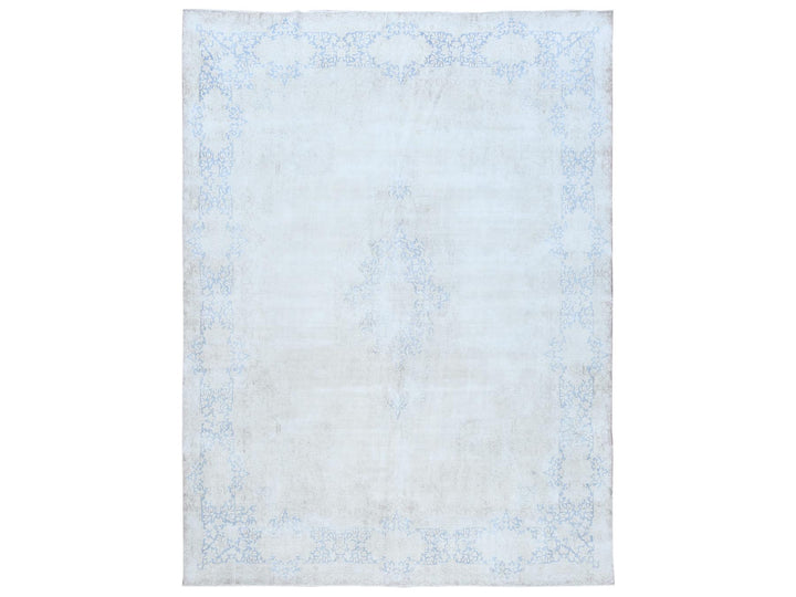 9'7" x 12'9" Vintage Hand Knotted Blue Worn Wool Rectangle Oriental Rug - MOA10281265