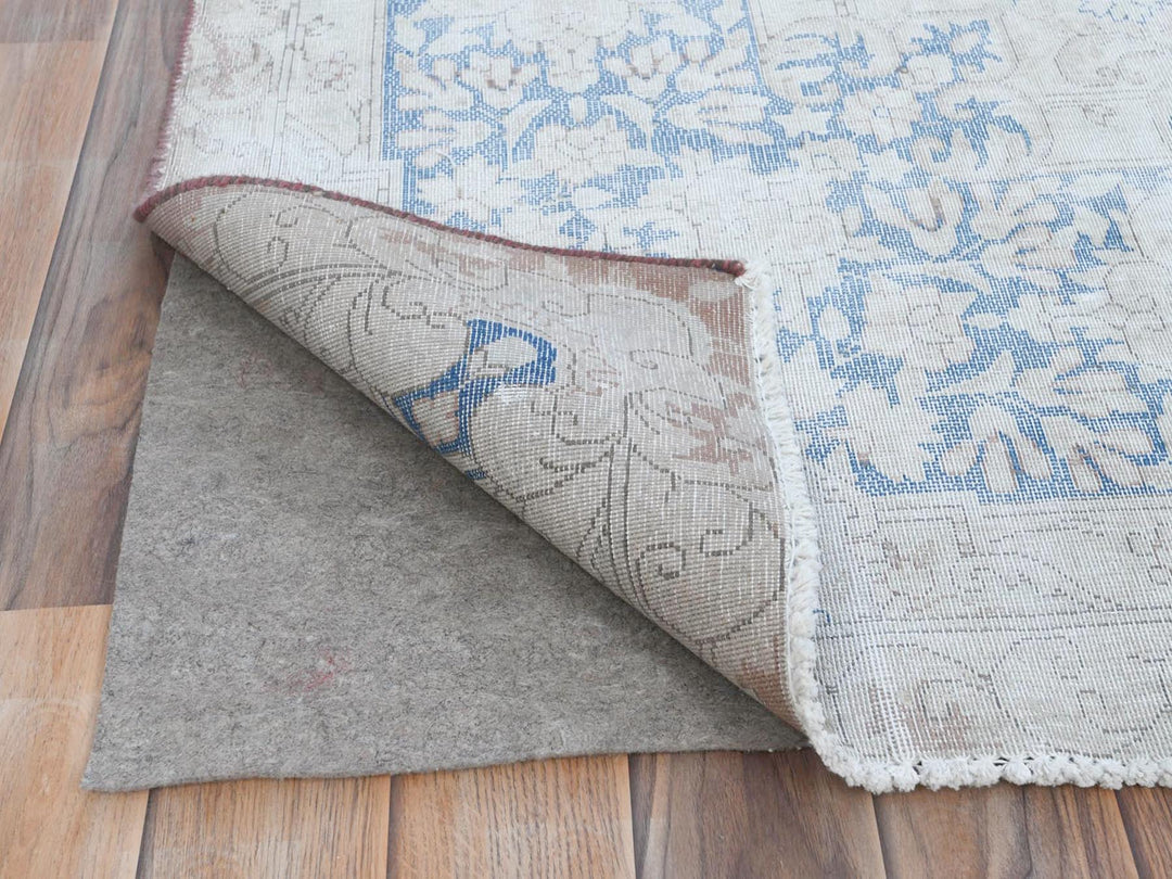 9'7" x 12'9" Vintage Hand Knotted Blue Worn Wool Rectangle Oriental Rug - MOA10281265