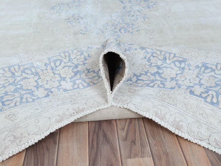 9'7" x 12'9" Vintage Hand Knotted Blue Worn Wool Rectangle Oriental Rug - MOA10281265