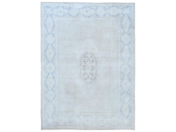 7'9" x 10'7" Vintage Hand Knotted Beige Worn Wool Rectangle Oriental Rug - MOA10281268
