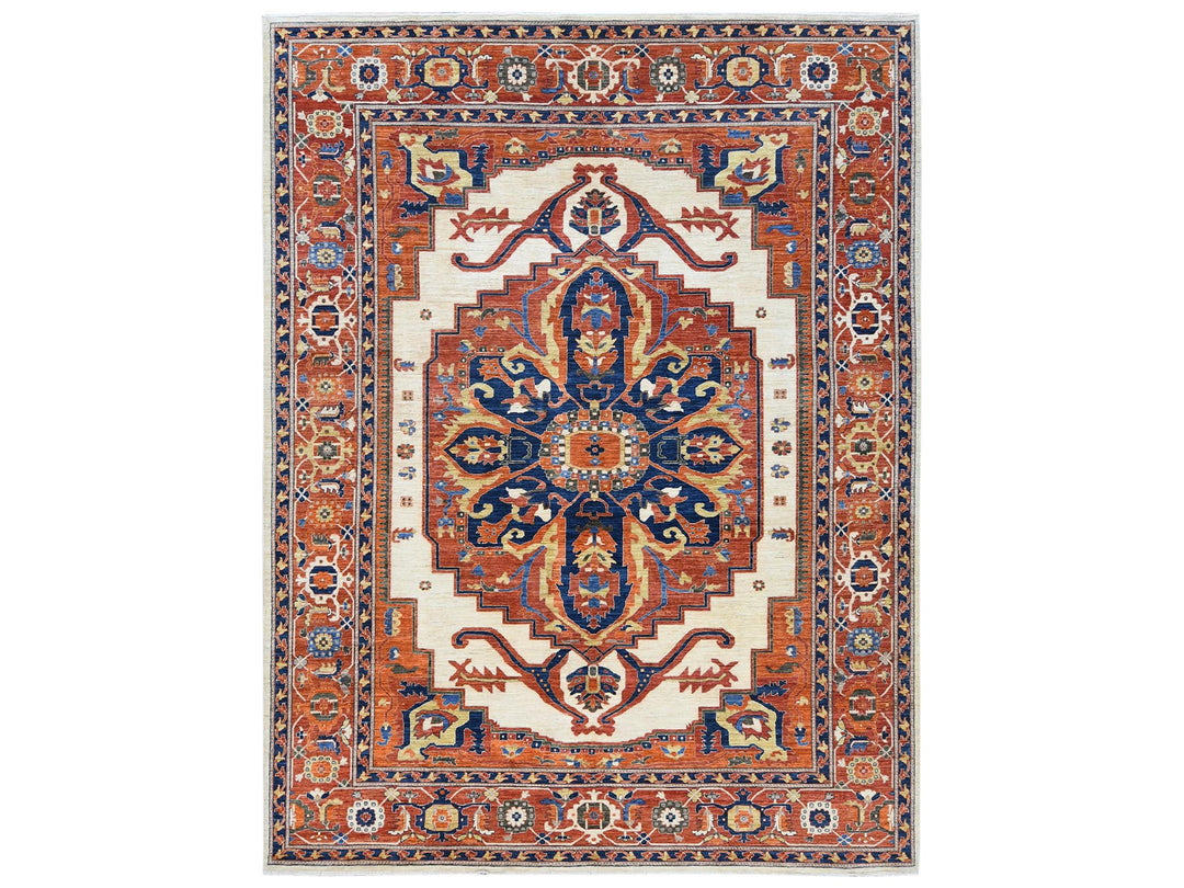 9'0" x 11'8" New Hand Knotted Red Wool Rectangle Oriental Rug - MOA10281272