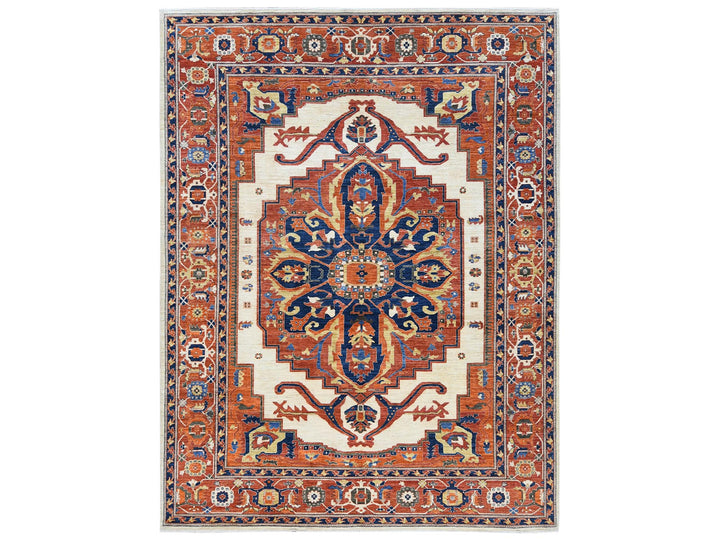 9'0" x 11'8" New Hand Knotted Red Wool Rectangle Oriental Rug - MOA10281272