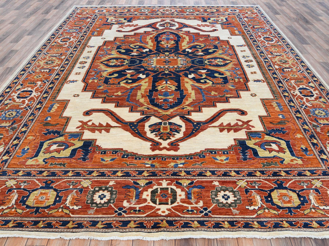 9'0" x 11'8" New Hand Knotted Red Wool Rectangle Oriental Rug - MOA10281272
