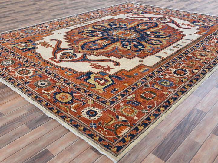 9'0" x 11'8" New Hand Knotted Red Wool Rectangle Oriental Rug - MOA10281272