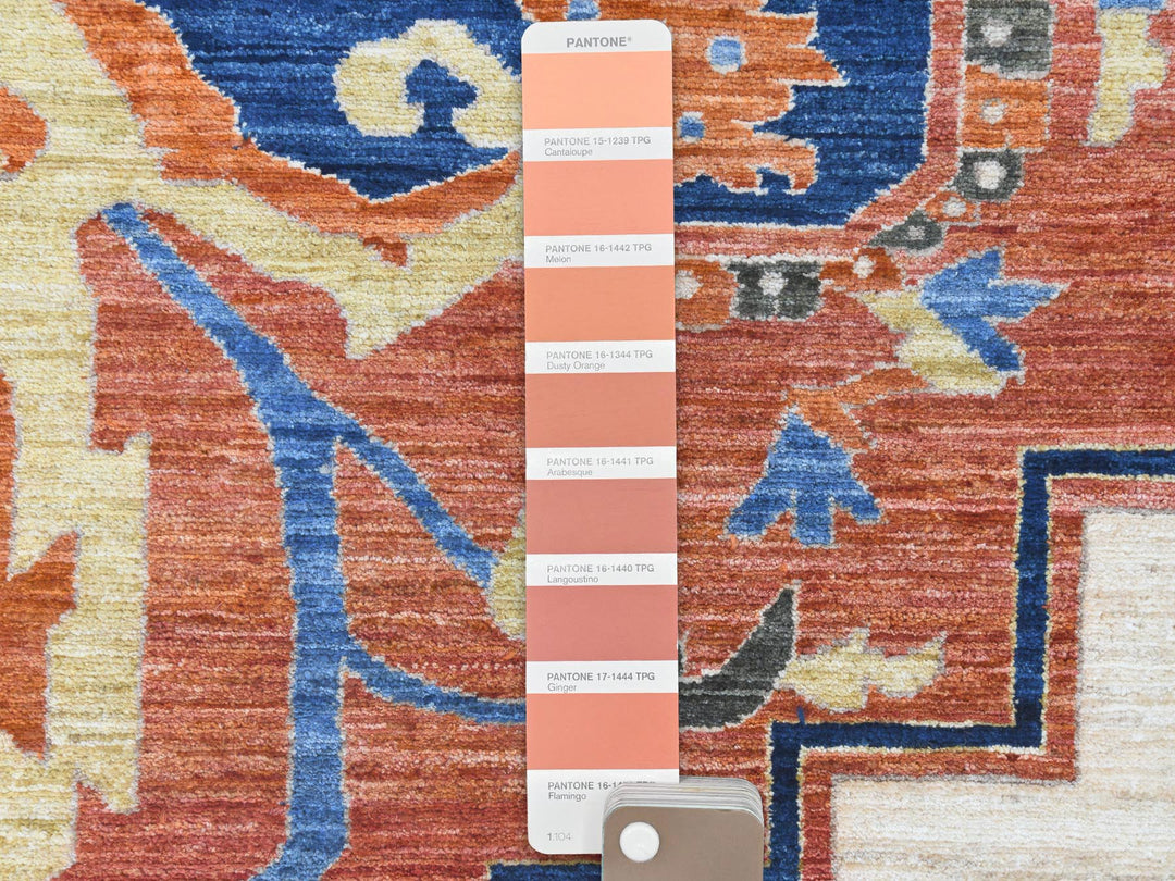 9'0" x 11'8" New Hand Knotted Red Wool Rectangle Oriental Rug - MOA10281272
