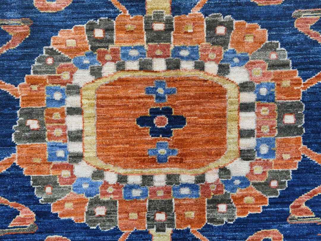 9'0" x 11'8" New Hand Knotted Red Wool Rectangle Oriental Rug - MOA10281272