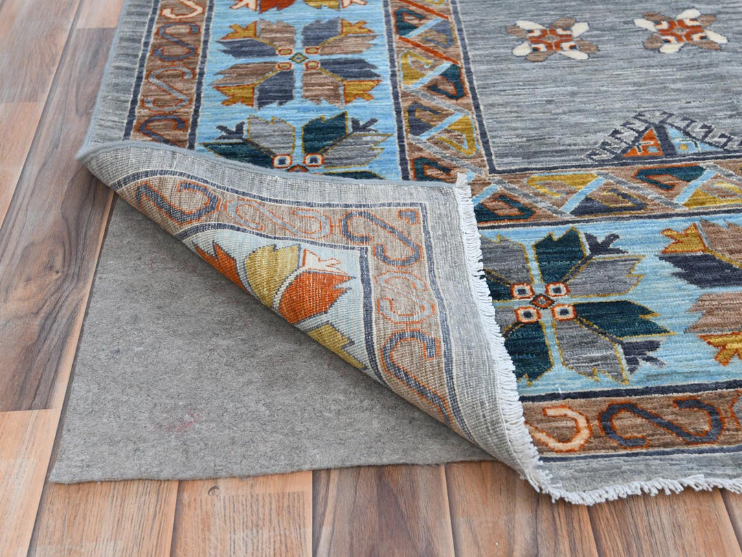 9'0" x 11'9" New Hand Knotted Grey Wool Rectangle Oriental Rug - MOA10281273