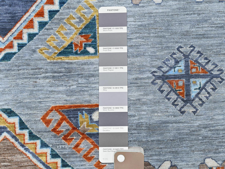 9'0" x 11'9" New Hand Knotted Grey Wool Rectangle Oriental Rug - MOA10281273