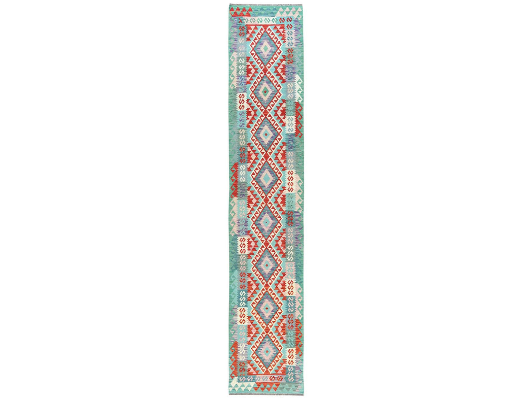 2'8" x 15'5" New Hand Woven Multicolored Wool Runner Oriental Rug - MOA10281544