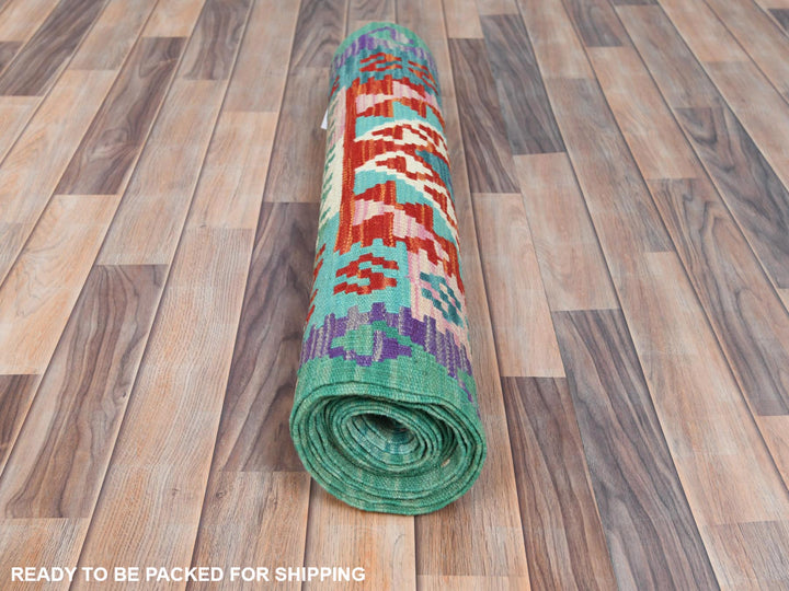 2'8" x 15'5" New Hand Woven Multicolored Wool Runner Oriental Rug - MOA10281544