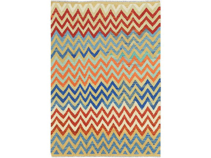 6'6" x 9'3" New Hand Woven Multicolored Wool Rectangle Oriental Rug - MOA10281585