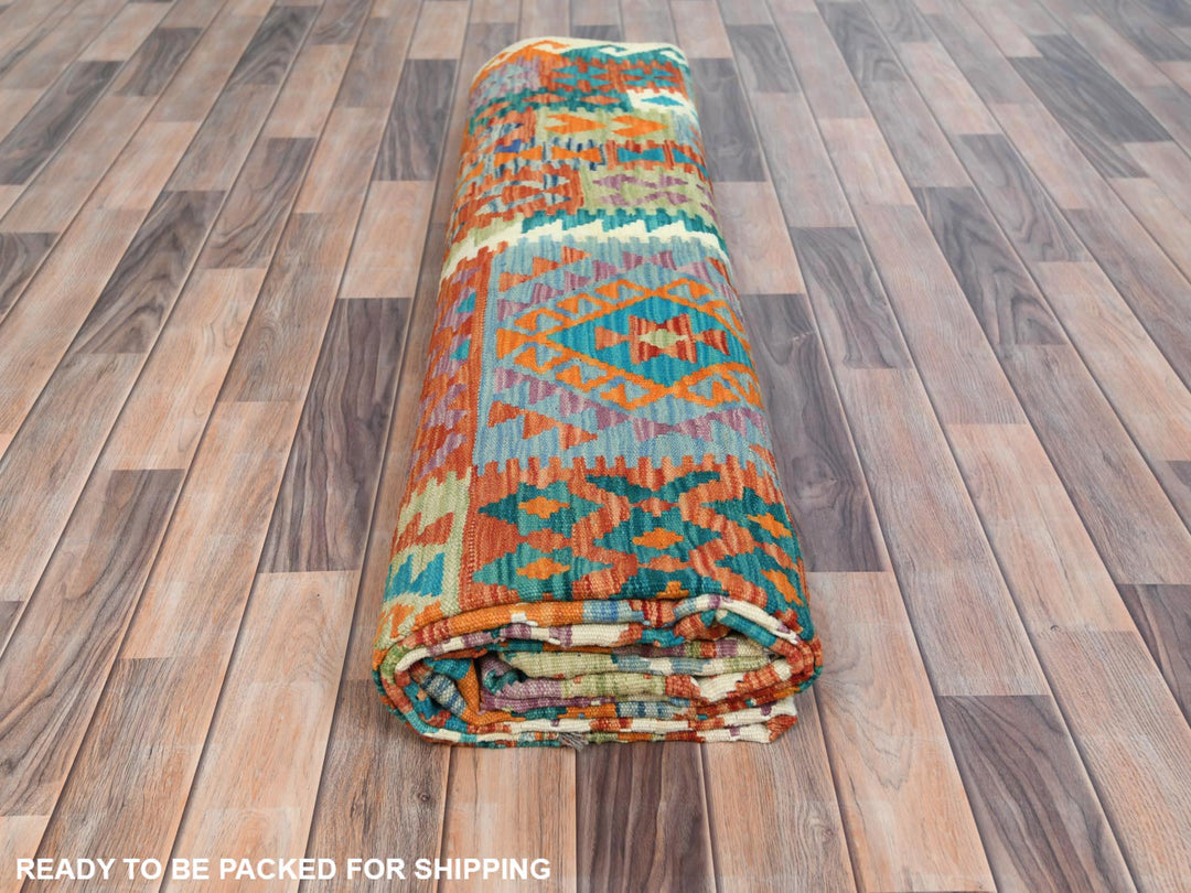 9'9" x 13'0" New Hand Woven Multicolored Wool Rectangle Oriental Rug - MOA10281597