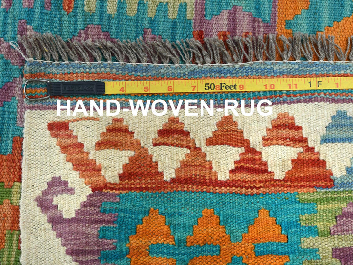 9'9" x 13'0" New Hand Woven Multicolored Wool Rectangle Oriental Rug - MOA10281597