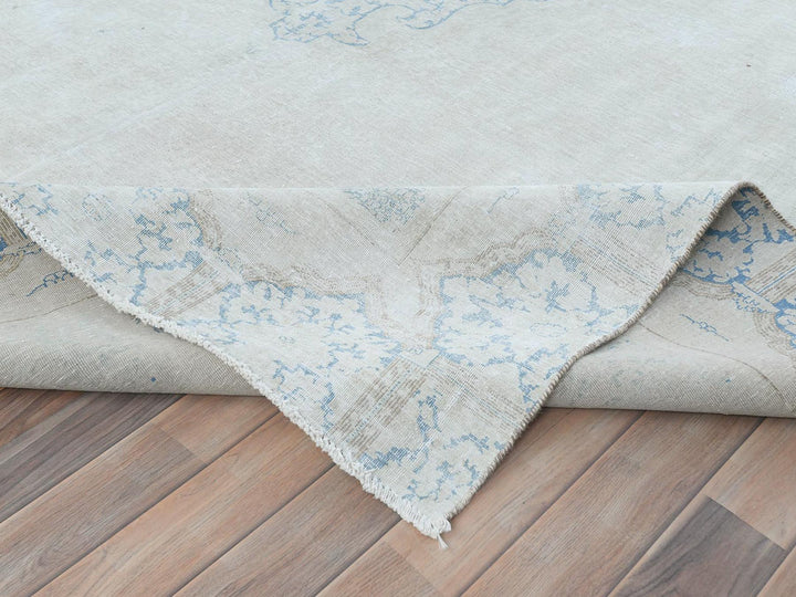 8'8" x 11'8" Vintage Hand Knotted Ivory Worn Wool Rectangle Oriental Rug - MOA10281610