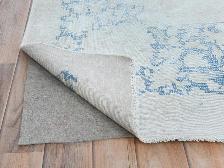 9'7" x 13'10" Vintage Hand Knotted Blue Worn Wool Rectangle Oriental Rug - MOA10281617