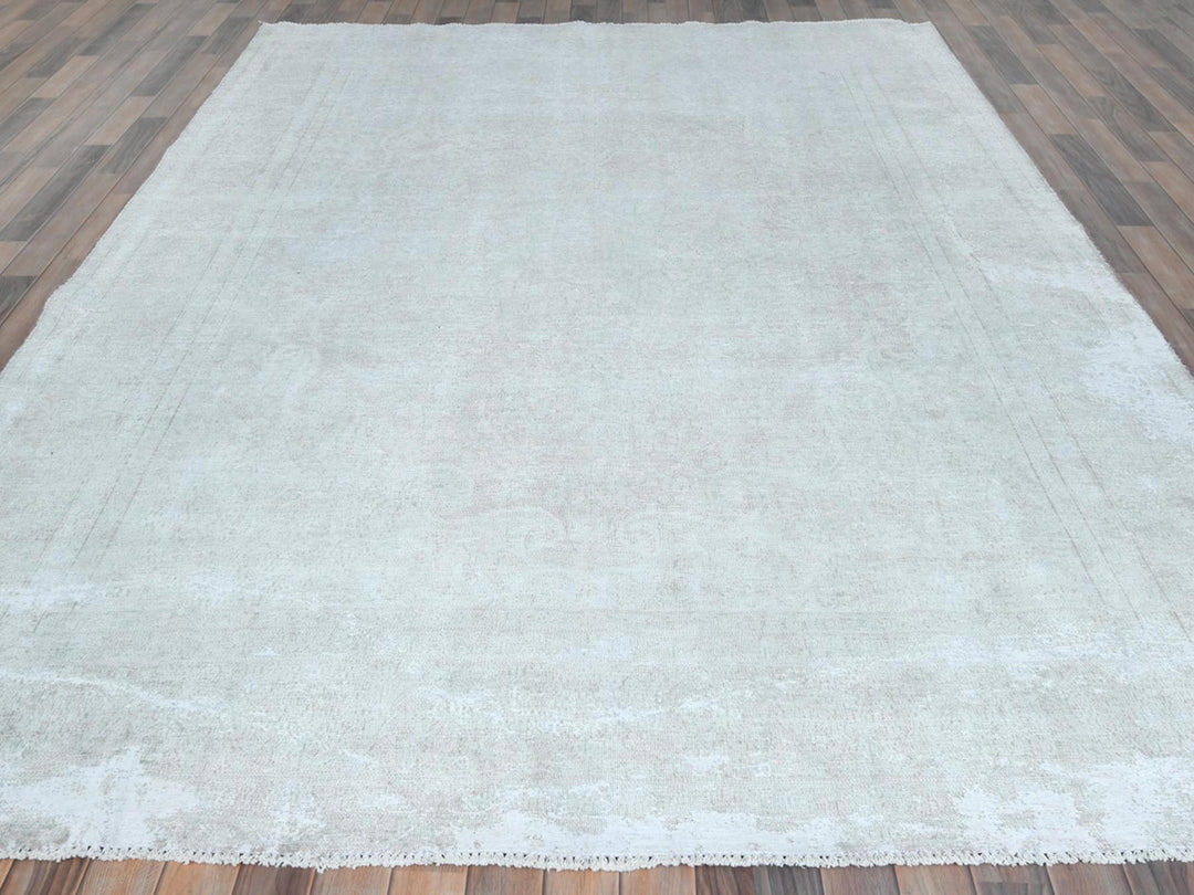 8'0" x 11'0" Vintage Hand Knotted Red Worn Wool Rectangle Oriental Rug - MOA10281630