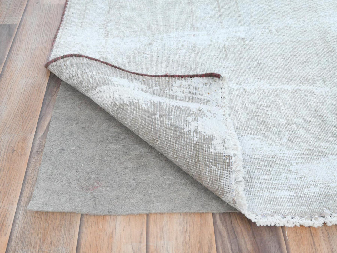 8'0" x 11'0" Vintage Hand Knotted Red Worn Wool Rectangle Oriental Rug - MOA10281630