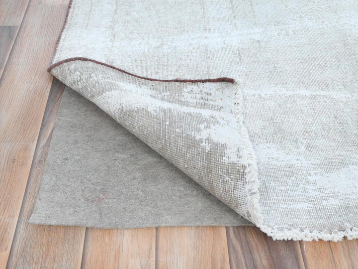 8'0" x 11'0" Vintage Hand Knotted Red Worn Wool Rectangle Oriental Rug - MOA10281630