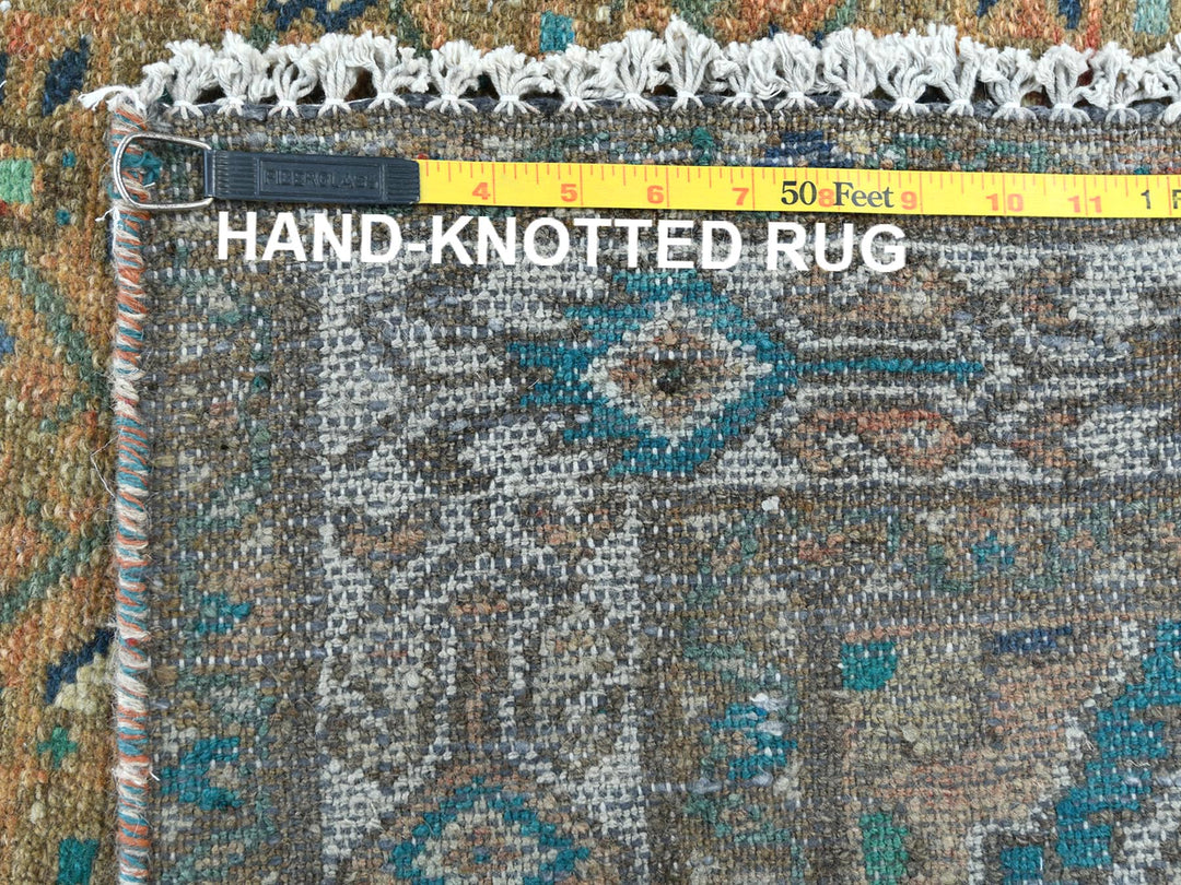 3'3" x 9'2" Vintage Hand Knotted Brown Wool Runner Oriental Rug - MOA10281638