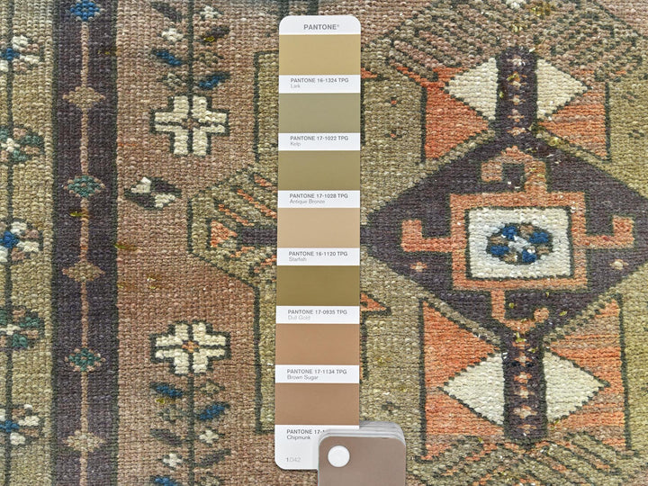 3'4" x 10'3" Vintage Hand Knotted Brown Wool Runner Oriental Rug - MOA10281657