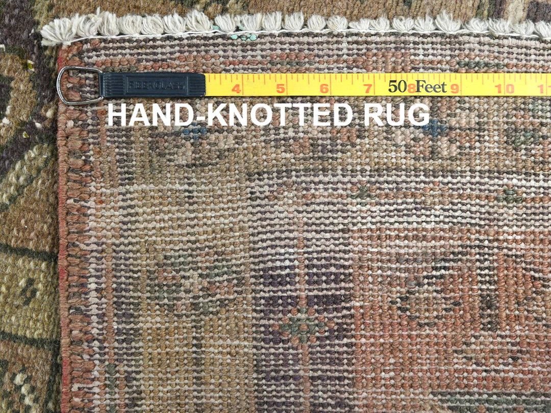 3'4" x 10'3" Vintage Hand Knotted Brown Wool Runner Oriental Rug - MOA10281657