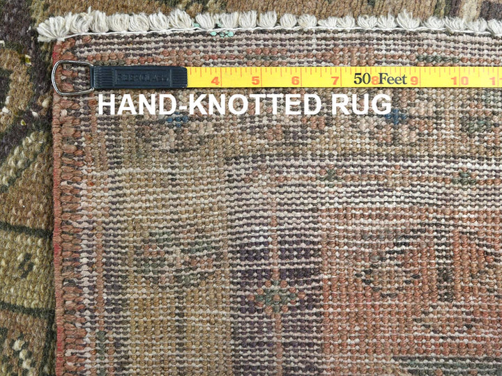 3'4" x 10'3" Vintage Hand Knotted Brown Wool Runner Oriental Rug - MOA10281657