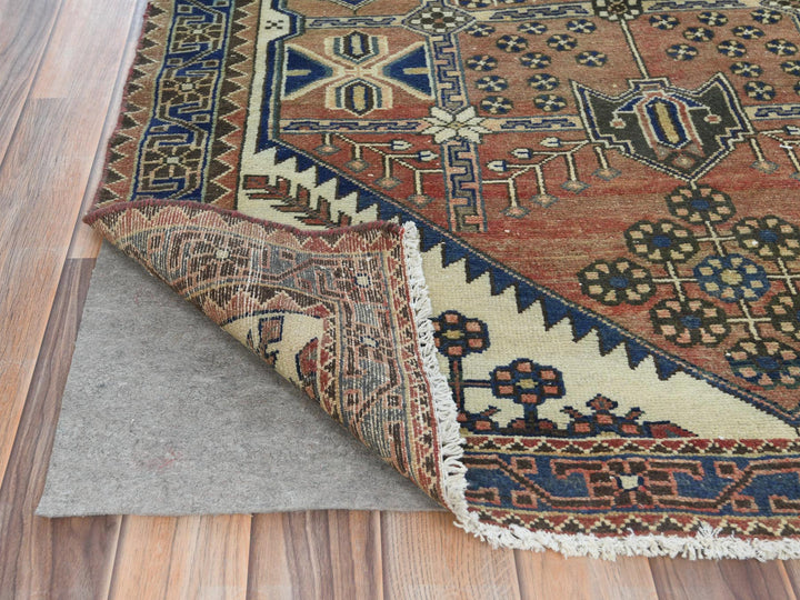 4'0" x 10'0" Vintage Hand Knotted Brown Wool Runner Oriental Rug - MOA10281659