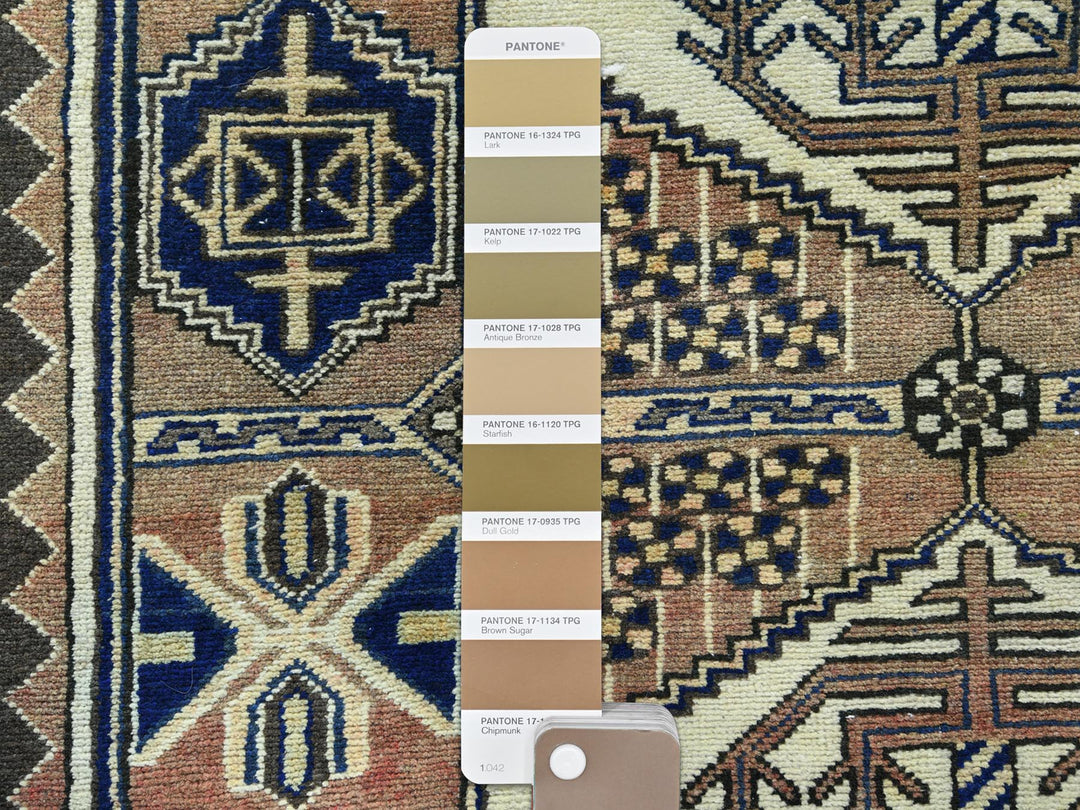 4'0" x 10'0" Vintage Hand Knotted Brown Wool Runner Oriental Rug - MOA10281659