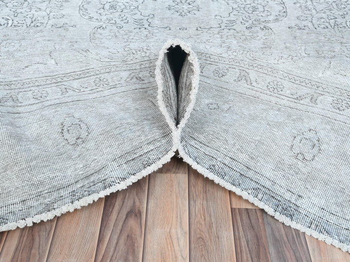 8'2" x 11'2" Vintage Hand Knotted Ivory Worn Wool Rectangle Oriental Rug - MOA10281704