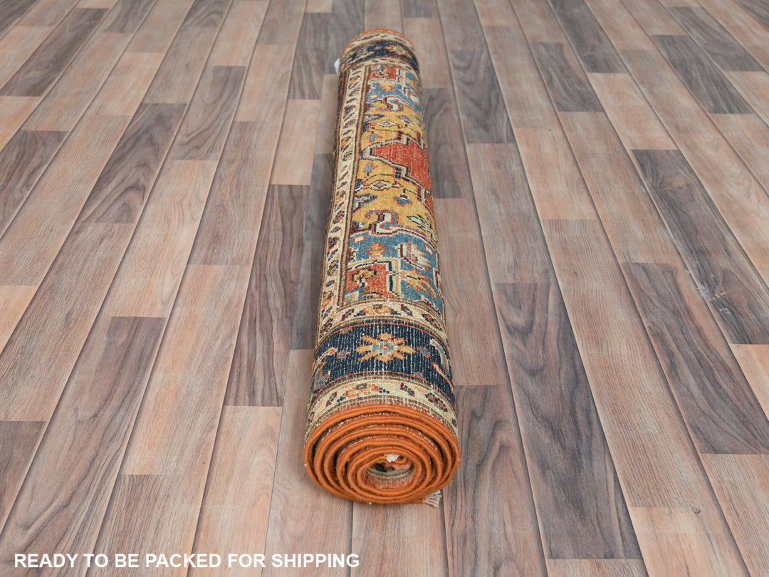 4'0" x 5'10" New Hand Knotted Orange Wool Rectangle Oriental Rug - MOA10281726