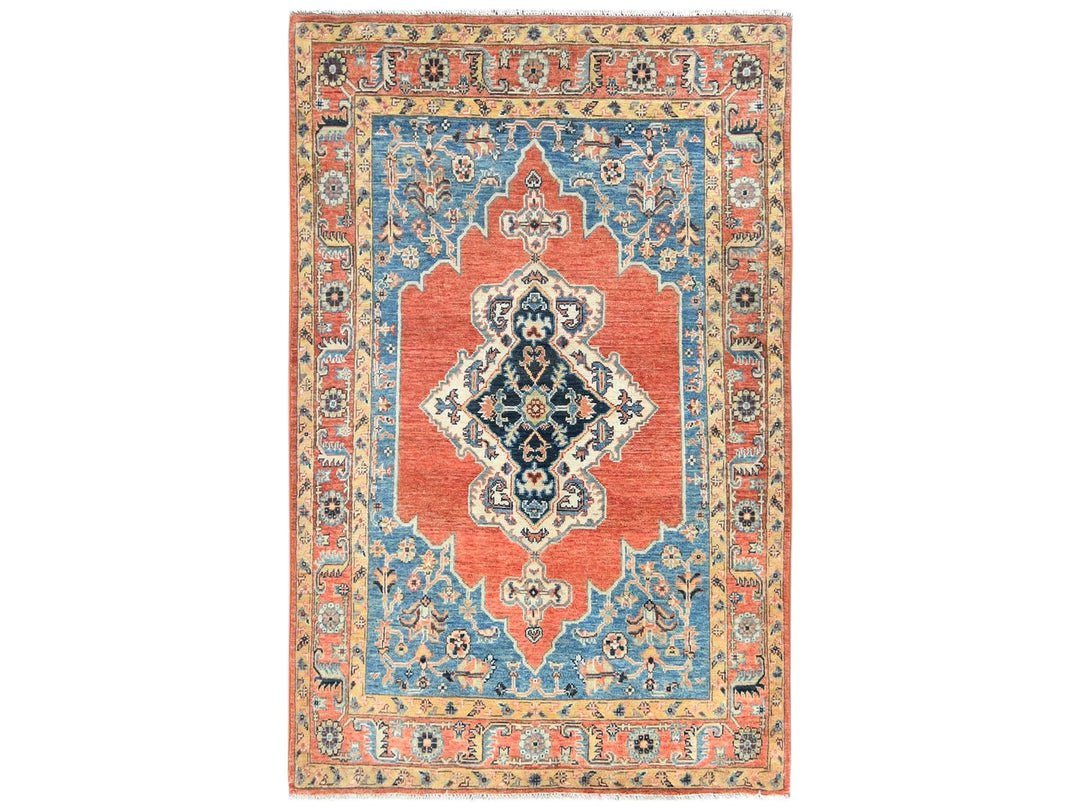 3'10" x 6'2" New Hand Knotted Orange Wool Rectangle Oriental Rug - MOA10281727