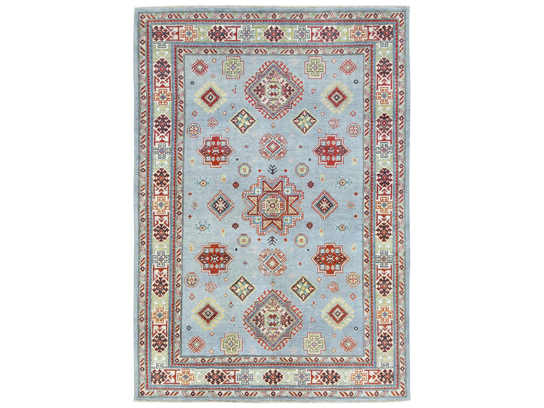 6'1" x 8'9" New Hand Knotted Blue Wool Rectangle Oriental Rug - MOA10281754