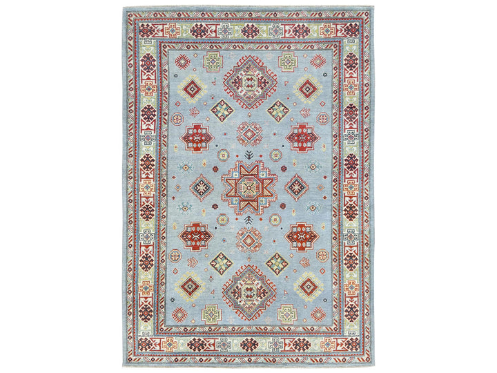 6'1" x 8'9" New Hand Knotted Blue Wool Rectangle Oriental Rug - MOA10281754
