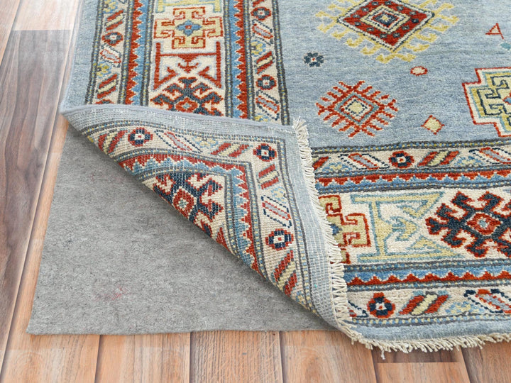 6'1" x 8'9" New Hand Knotted Blue Wool Rectangle Oriental Rug - MOA10281754
