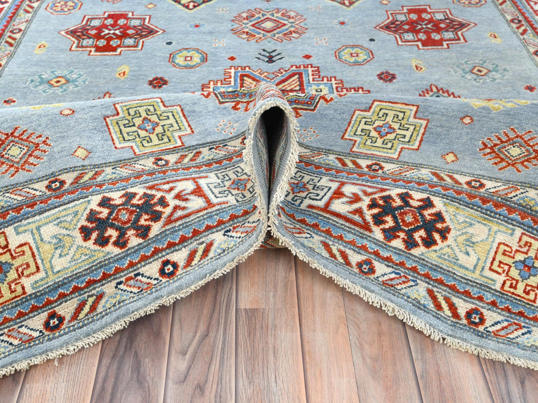 6'1" x 8'9" New Hand Knotted Blue Wool Rectangle Oriental Rug - MOA10281754