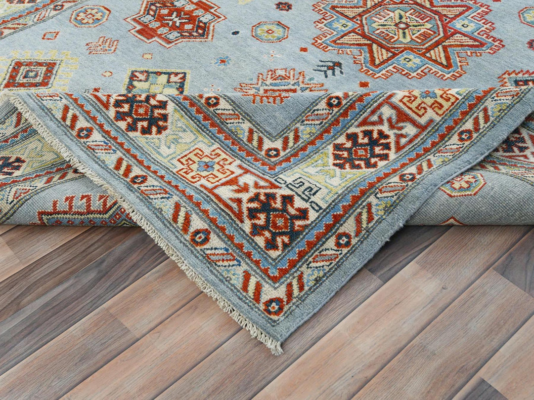 6'1" x 8'9" New Hand Knotted Blue Wool Rectangle Oriental Rug - MOA10281754
